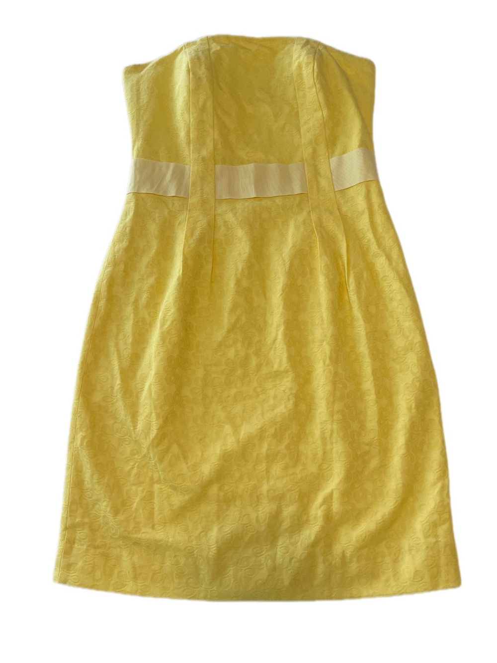 Lilly Pulitzer Dress Strapless Size 4 Yellow Floral Country Club Lined Boning